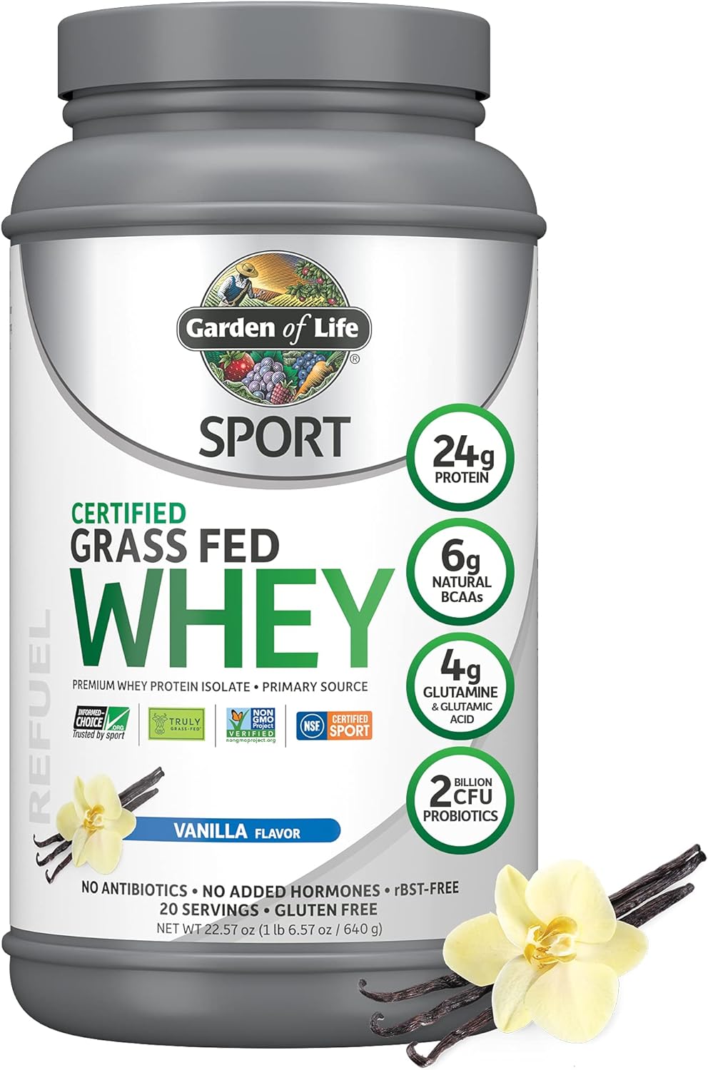 Garden of Life SPORT Whey Protein Powder Vanilla Premium Grass