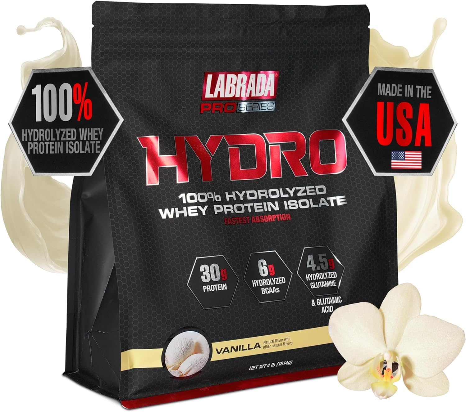 Labrada Hydro 100 Pure Hydrolyzed Whey Protein Isolate Powder Lactose