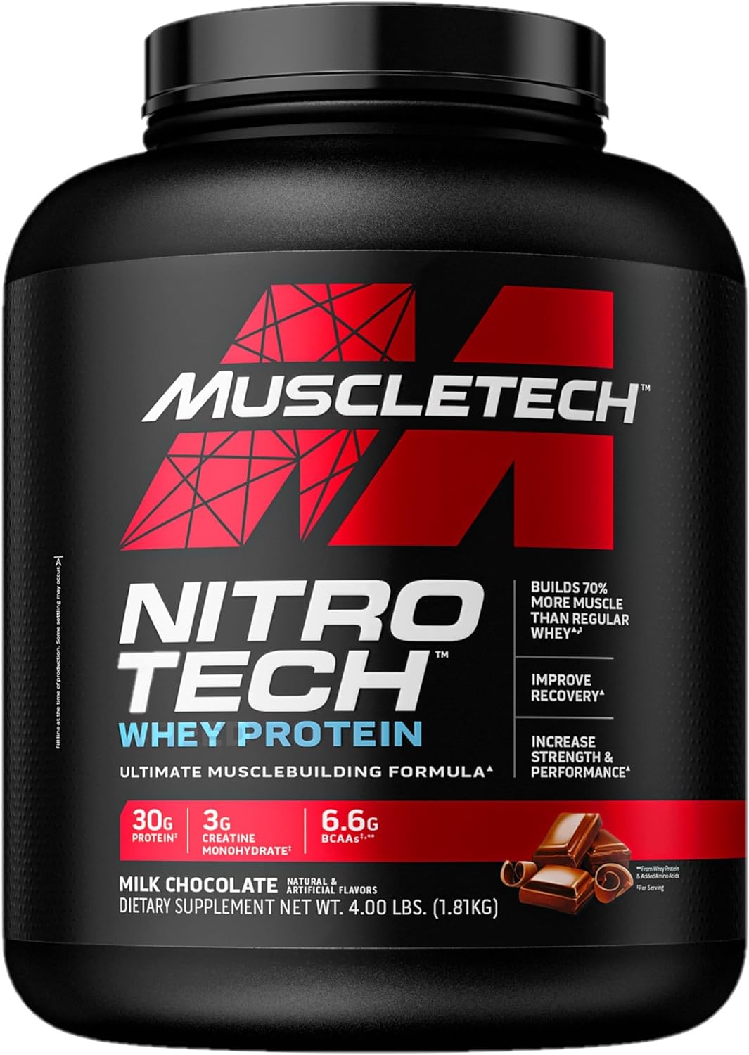 Muscletech Whey Protein Powder Milk Chocolate 4 Pound Nitro Tech