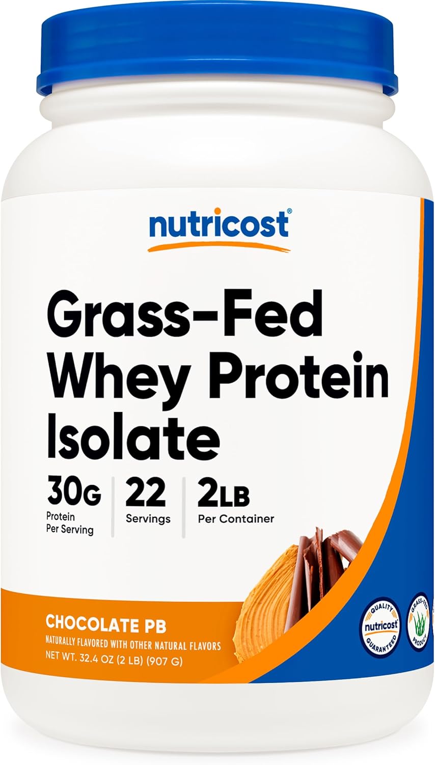 Nutricost Grass Fed Whey Protein Isolate Chocolate Peanut Butter 2LBS