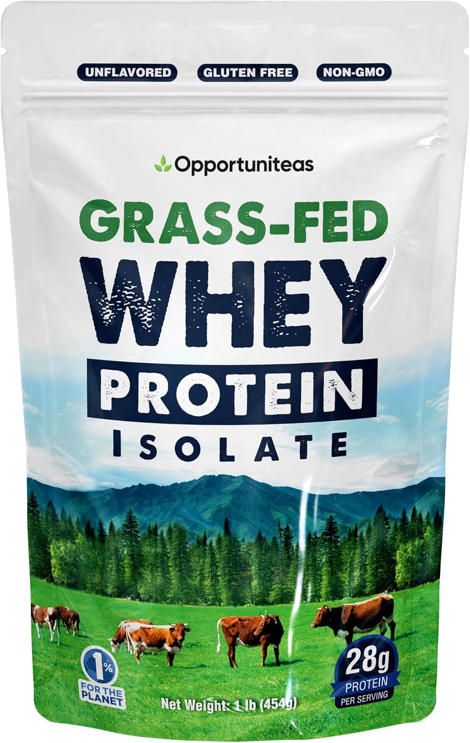 Opportuniteas Grass Fed Whey Isolate Protein Powder Unflavored 28g