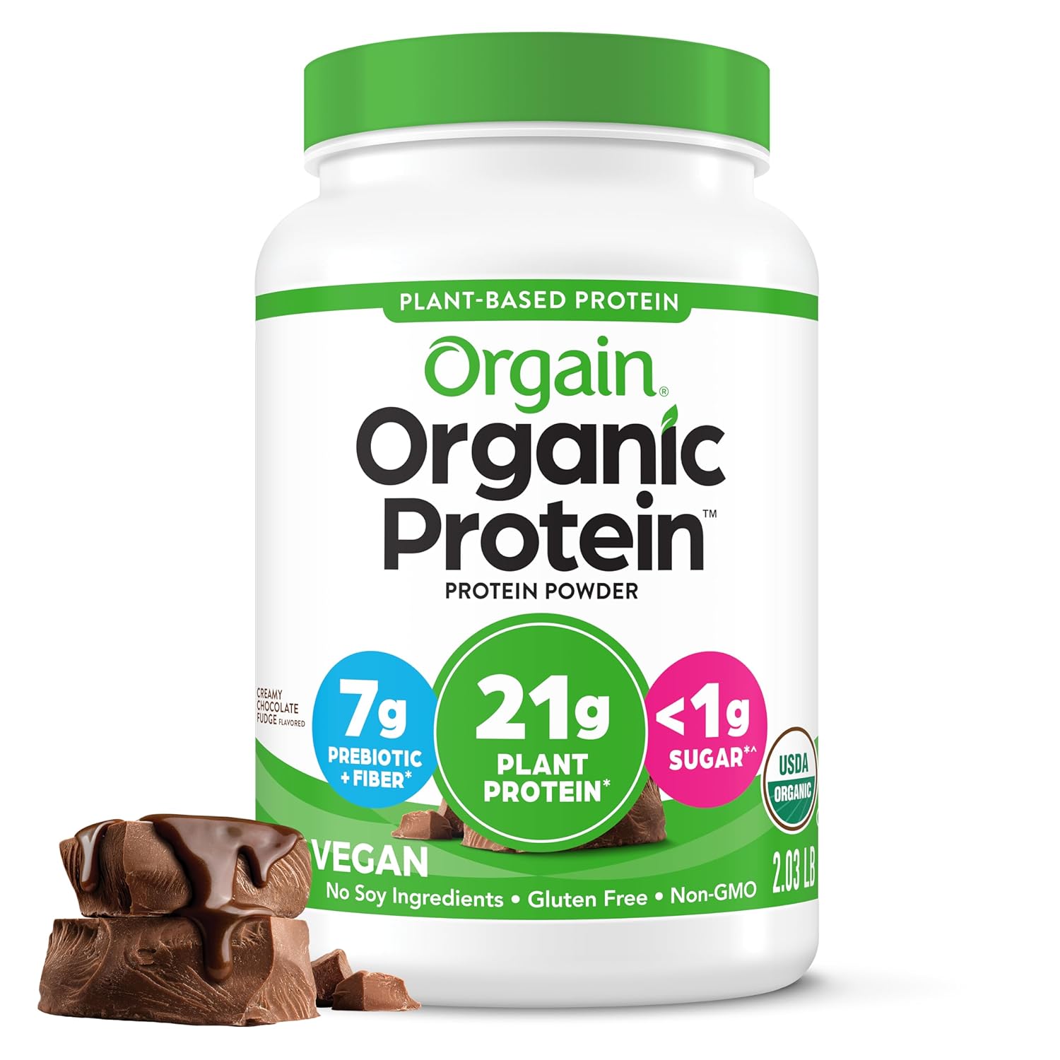 Orgain Organic Vegan Protein Powder Creamy Chocolate Fudge 21g