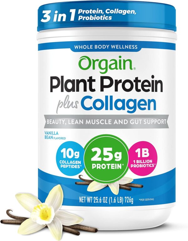 Orgain Protein Powder Collagen Vanilla Bean 25g of