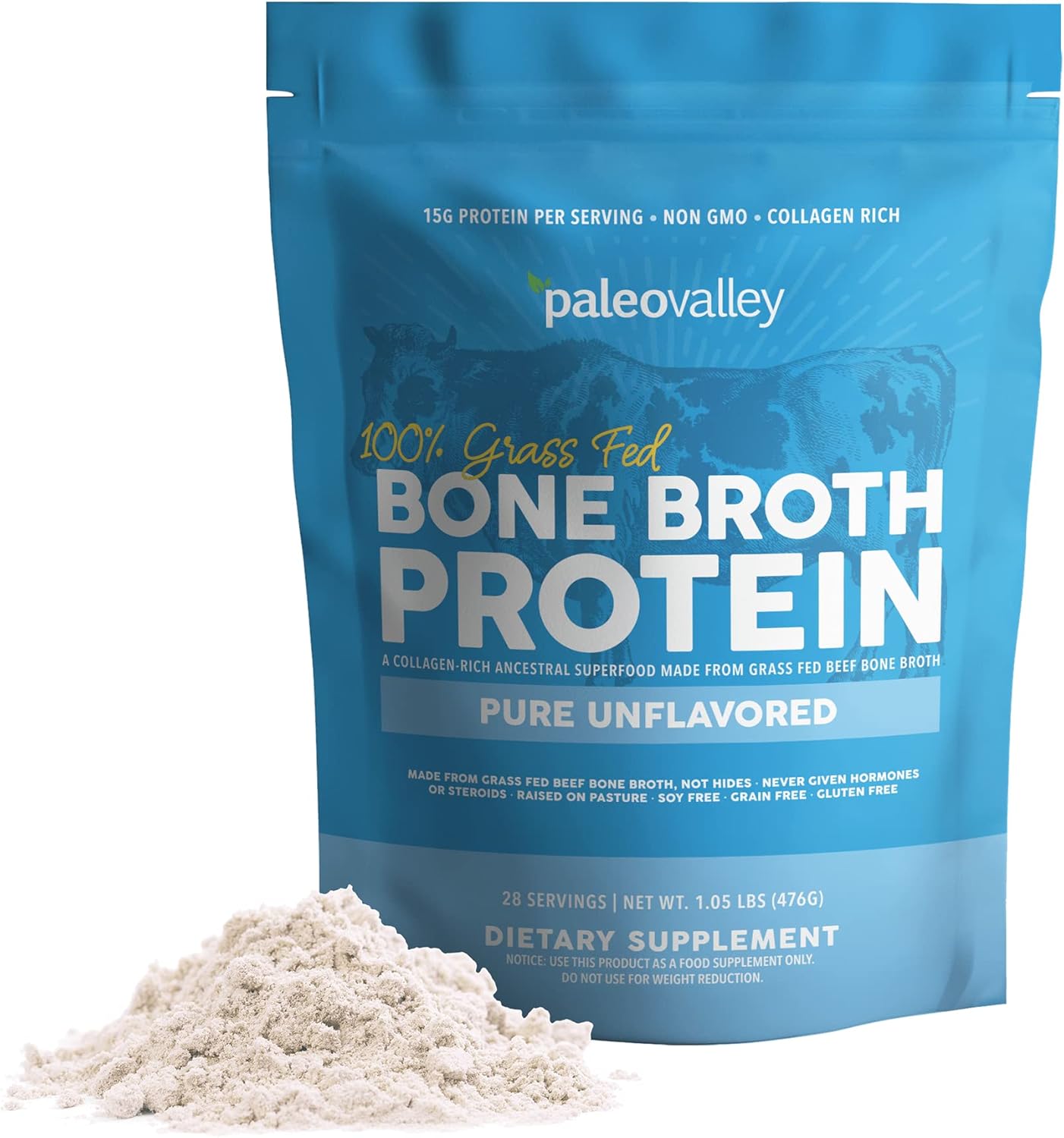 Paleovalley 100 Grass Fed Beef Bone Broth Protein Powder