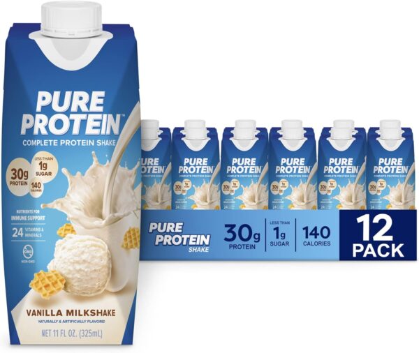 Pure Protein Vanilla Protein Shake 30g Complete Protein Vitamins A