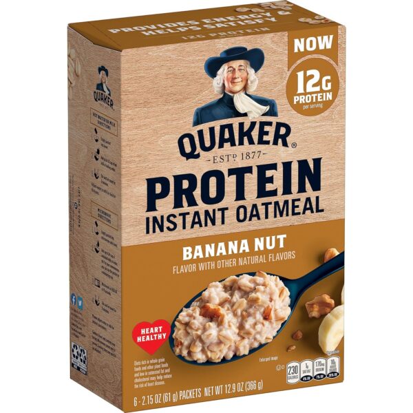 Quaker Protein Instant Oatmeal Banana Nut 129 Oz 6 Count