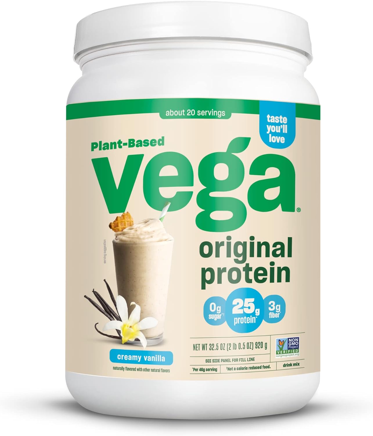 Vega Original Protein Powder Creamy Vanilla Plant Based Protein Drink